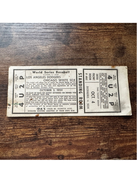 Unbranded Other - 1959 World Series Souvenir TV Ticket | Los Angeles Dodgers vs. Chicago White Sox